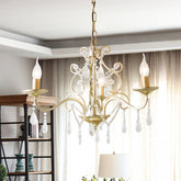 Lámpara colgante tradicional de cristal champán con elemento de remolino - Lámpara de araña para restaurante de 3/6 bombillas